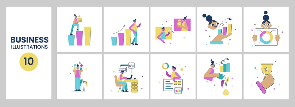 Vector Illustration Set Of Business Infographic Concept With Office Employees Against White Background.