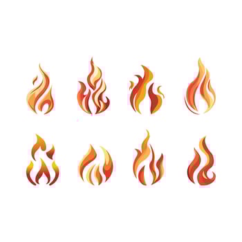 set of flame fire icons isolated on white background vector