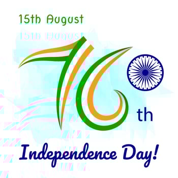 Independence Day of India card, 76th anniversary of independence of India, vector square card, poster, invitation.