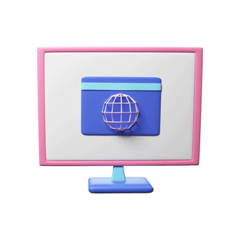 Wireframe Globe In Computer Screen 3D Illustration. png