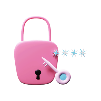 3D Render Of Pink Lock With Passkey png