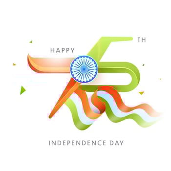 75 Years of Indian Independence Day Celebration Concept with waving flag and Ashka Wheel. vector