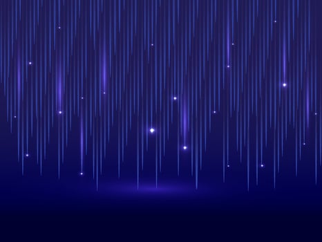 Abstract Technology Background With Downward Shiny Lines In Blue Color. vector