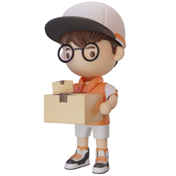 3d cute character delivery png