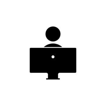 The man behind the monitor vector icon illustration