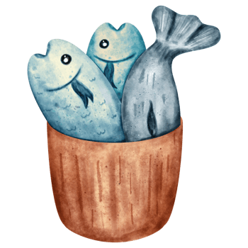 watercolor bucket fishing png
