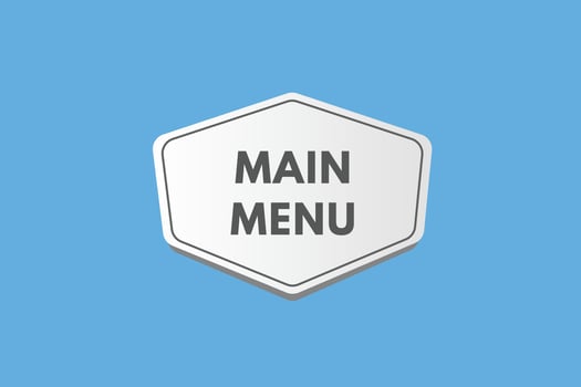 Main Menu text Button. Main Menu Sign Icon Label Sticker Web Buttons vector