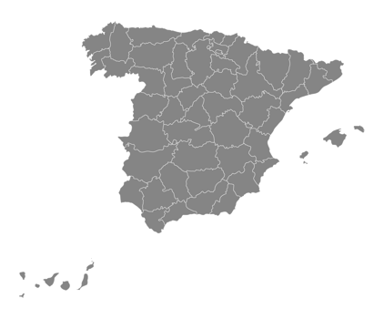 Map of Spain on the grey color of the administration map png