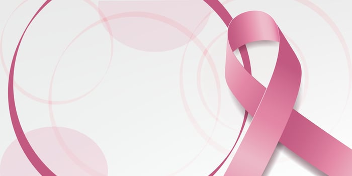 Breast Cancer awareness month. Banner  with pink ribbon awareness and text.  Vector illustration.