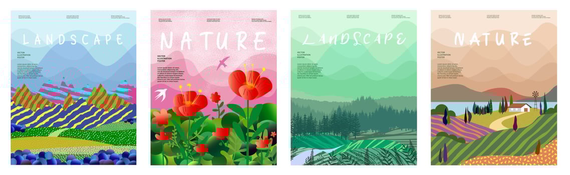 Nature and landscape, contemporary artistic poster. vector