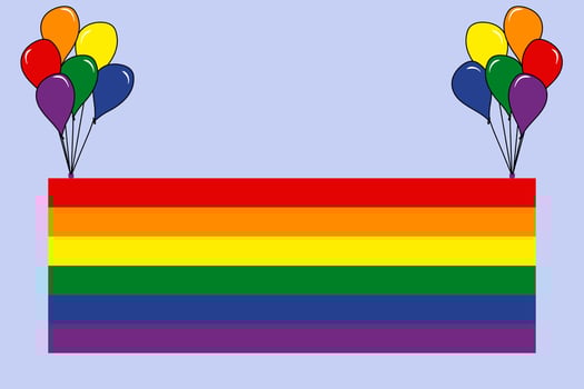 Pride month background LGBTQ Pride Flag Colours. Vector banner with rainbow heart. Symbol of pride month June support. Copy space