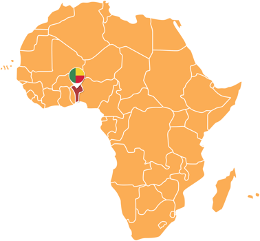 Benin map in Africa, Icons showing Benin location and flags. png