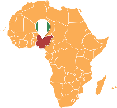 Nigeria map in Africa, Icons showing Nigeria location and flags. png