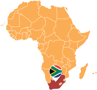 South Africa map in Africa, Icons showing South Africa location and flags. png