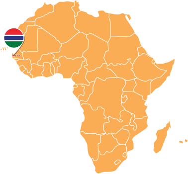 Gambia map in Africa, Icons showing Gambia location and flags. png