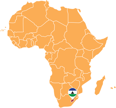 Lesotho map in Africa, Icons showing Lesotho location and flags. png