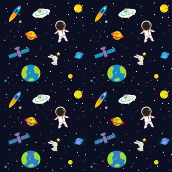 Seamless pattern with space elements, star. Creative nursery background. Perfect for kids design, fabric, wrapping, wallpaper, textile. Vector background.
