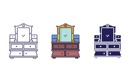 dressing table retro vector icon