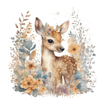 Cute baby deer watercolor cutout. png