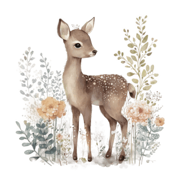 Cute baby deer watercolor cutout. png