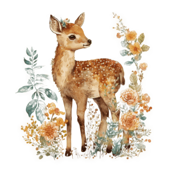 Cute baby deer watercolor cutout. png