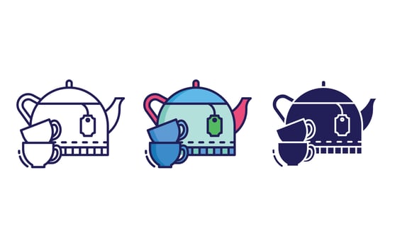tea kettle and cup vector icon