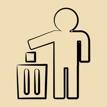 Icon do not litter. Packaging symbol elements. Icons in hand drawn style. Good for prints, posters, logo, product packaging, sign, expedition, etc. vector
