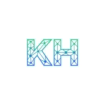 Abstract letter KH logo design with line dot connection for technology and digital business company. vector