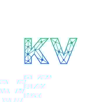 Abstract letter KV  logo design with line dot connection for technology and digital business company. vector