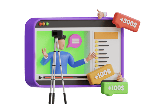 Donations and tips from fans. Making money with live streaming. Donate money to the vlogger. 3d illustration png