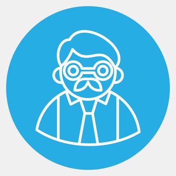 Icon teacher. School and education elements. Icons in blue round style. Good for prints, posters, logo, advertisement, infographics, etc. vector