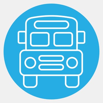 Icon school bus. School and education elements. Icons in blue round style. Good for prints, posters, logo, advertisement, infographics, etc. vector