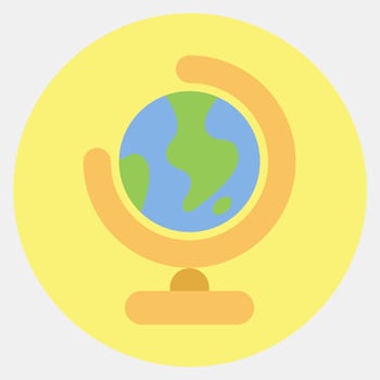 Icon globe. School and education elements. Icons in color mate style. Good for prints, posters, logo, advertisement, infographics, etc. vector