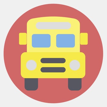 Icon school bus. School and education elements. Icons in color mate style. Good for prints, posters, logo, advertisement, infographics, etc. vector