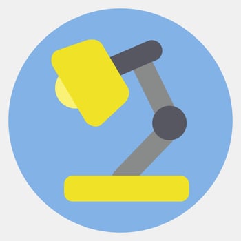 Icon desk lamp. School and education elements. Icons in color mate style. Good for prints, posters, logo, advertisement, infographics, etc. vector