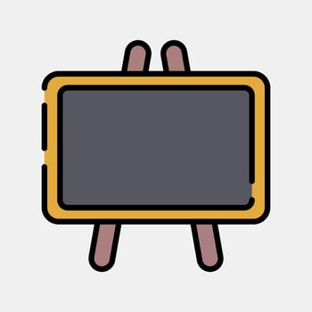 Icon black board. School and education elements. Icons in filled line style. Good for prints, posters, logo, advertisement, infographics, etc. vector