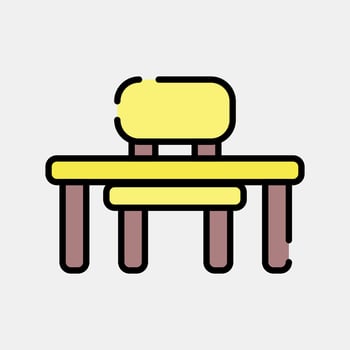 Icon desk. School and education elements. Icons in filled line style. Good for prints, posters, logo, advertisement, infographics, etc. vector