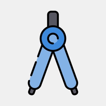 Icon pair of compasses. School and education elements. Icons in filled line style. Good for prints, posters, logo, advertisement, infographics, etc. vector