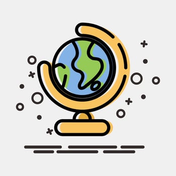 Icon globe. School and education elements. Icons in MBE style. Good for prints, posters, logo, advertisement, infographics, etc. vector