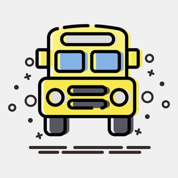 Icon school bus. School and education elements. Icons in MBE style. Good for prints, posters, logo, advertisement, infographics, etc. vector