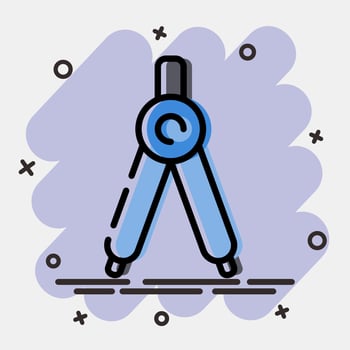 Icon pair of compasses. School and education elements. Icons in comic style. Good for prints, posters, logo, advertisement, infographics, etc. vector