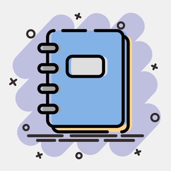 Icon note book. School and education elements. Icons in comic style. Good for prints, posters, logo, advertisement, infographics, etc. vector