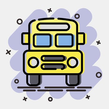 Icon school bus. School and education elements. Icons in comic style. Good for prints, posters, logo, advertisement, infographics, etc. vector