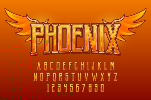 decorative editable phoenix text effect vector design