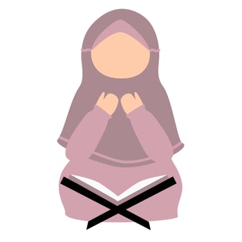 Muslim kid reading quran illustration vector