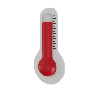 Thermometer 3D render illustration icon. Red thermometers measuring heat temperature. png