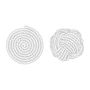 Set Of Rope Knots Borders Black Thin Line art Design Element. Vector illustration of Rope Knot.