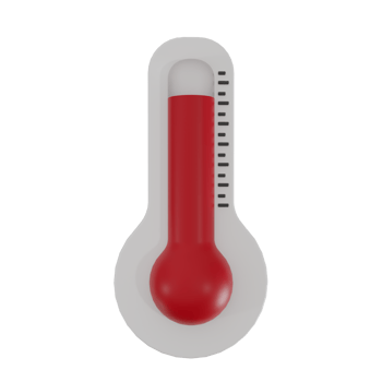 Thermometer 3D render illustration icon. Red thermometers measuring heat temperature. png