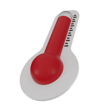 Thermometer 3D render illustration icon. Red thermometers measuring heat temperature. png