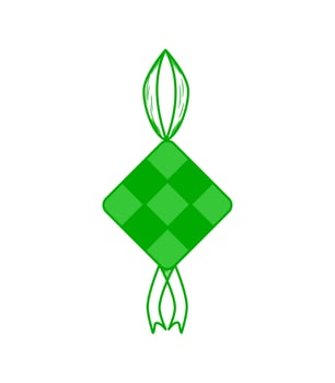 colorfull ketupat ilustration. eid fitr food in indonesia and malaysia. realistic ramadhan ketupat. hand drawn ketupat icon. vector
